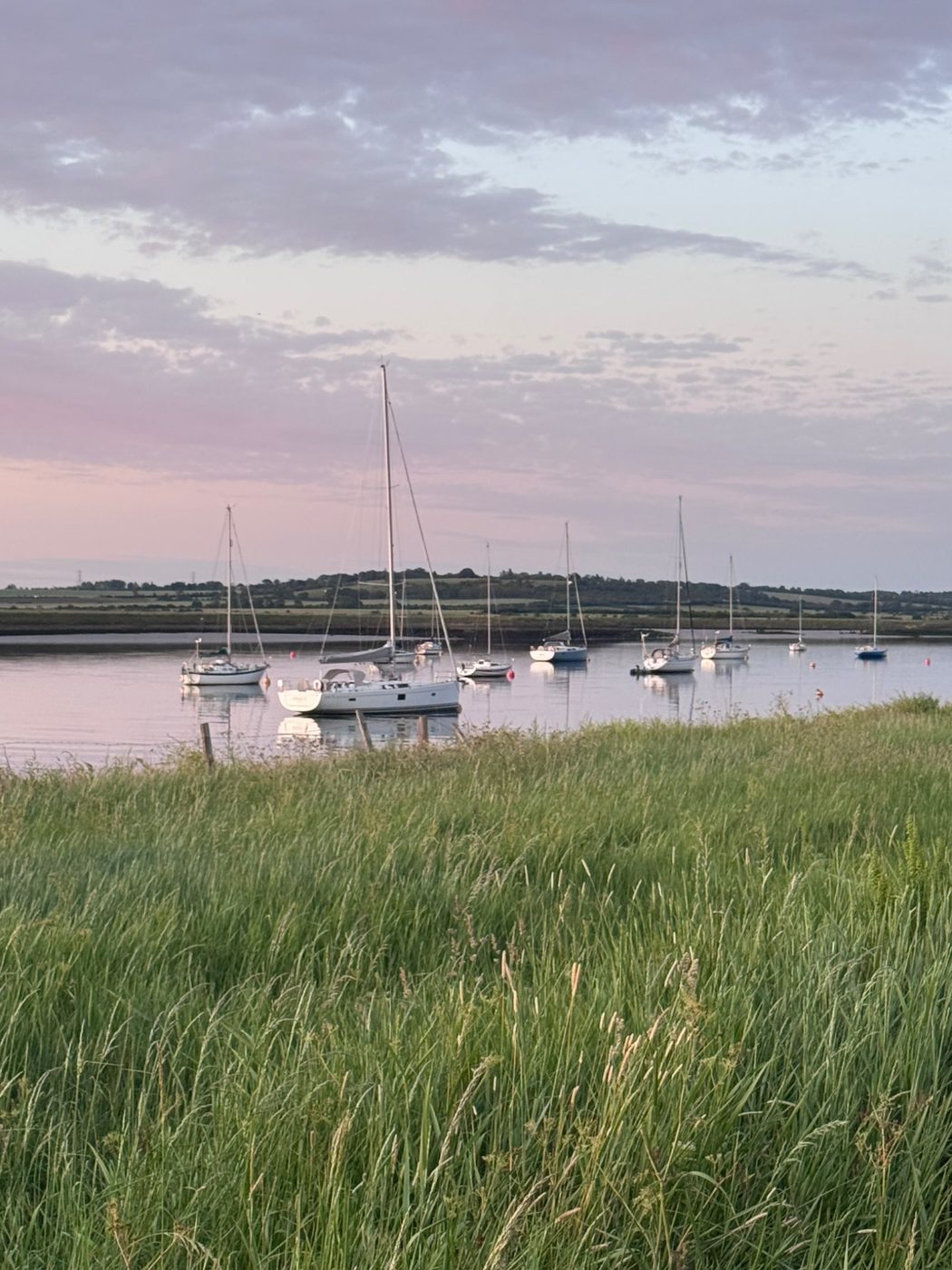 Boats moored on the River Crouch near South Fambridge